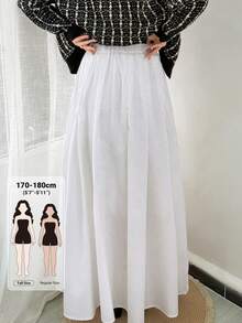 Dazy Tall Women's Elastic Waist Long Casual White Skirt Autumn Picnic Brunch - White - View 1