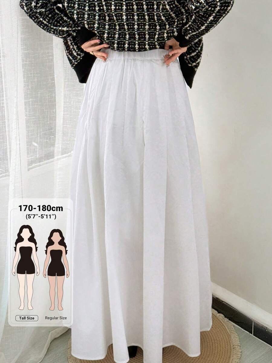 Dazy Tall Women's Elastic Waist Long Casual White Skirt Autumn Picnic Brunch - White - View 1