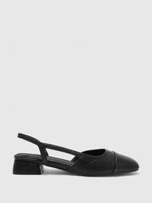 CUCCOO BIZCHIC Zapatos de tacón grueso con punta puntiaguda y bloques de color para mujer, primavera/verano - Tinta negra - Ver 2
