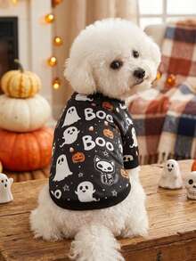 PETSIN 1件可愛南瓜與「BOO」印花寵物貓/狗萬聖節裝飾 - 彩色 - 查看 3