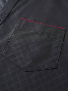Manfinity Mode Men's Single-Breasted Casual Versatile Daily Long Sleeve Shirt - Black - View 6