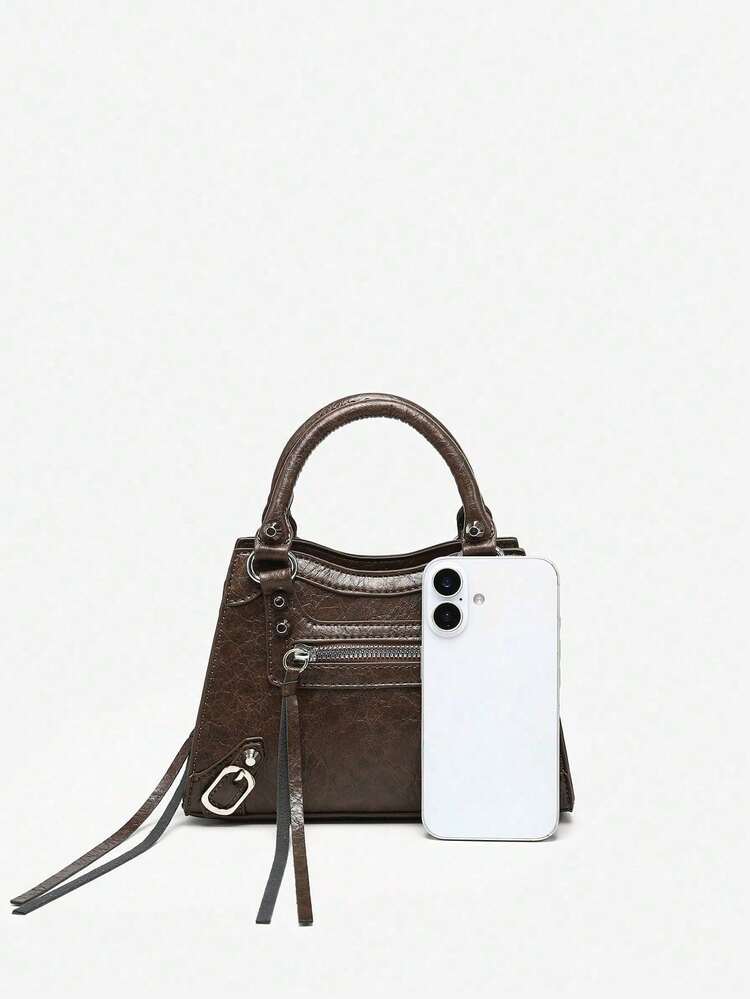 ROMWE Women's Cute Dark Style Bow Cross Chain Decor Mini Handbag , Bow , Kawaii - Tea brown - View 6