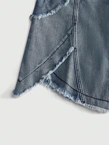 ROMWE MEN Street Life Men's Button Casual Versatile Daily Travel Denim Shorts - Blue - View 4