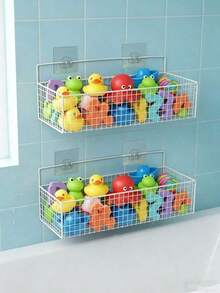 2 Sets Bathtub Toy Storage Racks And Organizers, 2 Packs Metal Wire Mesh Bathtub Toy Storage Containers, Large Capacity Rust-Proof Hanging Baskets Designed For Bathtub, Shower, Bathroom, Toilet, Kitchen - Multicolor - View 7