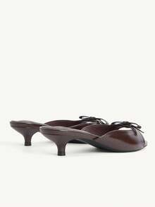 CUCCOO CHICEST Sandal Rumah Bergaya Prancis Elegan, Nyaman, Serbaguna, Hak Pendek, Simpul, Model Kitten dan Wanita, Ujung Terbuka, Cocok untuk Cuaca Dingin. - Chocolate Brown - View 11