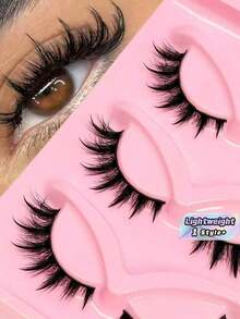 3 Pairs Cat Eye Spike Wet Look 3D Manga Lashes Lightweight Fluffy For Cosplay Anime Thai Extension Daily Date Masquerade Party Makeup Gift - Cat Eye Lashes - View 1