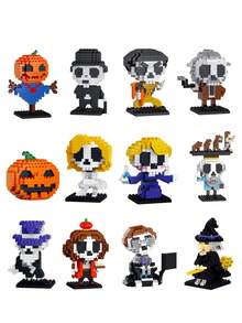 MINKOJA Halloween Cute Building Blocks Kit, Mini Q Version Skeleton Pumpkin Ghost Figures, Easy Assembly Educational Toy, Desktop Ornament, Halloween Party Favors Gift - Multicolor - View 1