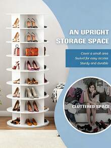 7-Story Rotating Shoe Rack, 360 ° Rotating Shoe Storage Tower, Vertical Carousel For Storing Shoes And Handbags - Multicolor - View 9