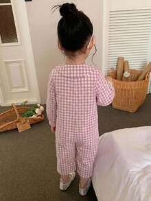 Dazy Kids 女童格紋休閒日常穿著連身褲 - 粉色 - 查看 2