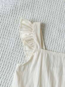 SHEIN Vintaside Kids 女童純色背心上衣與長褲兩件套，休閒度假穿搭 - 藍色 - 查看 4