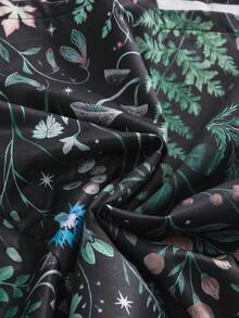 ROMWE Fairycore Plus Size Retro Mori Style Rabbit & Moon Print Romper - Black - View 4
