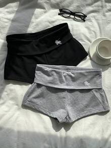 Comfortcana 女款騎士印花休閒百搭日常穿著短褲 2件套 - 彩色 - 查看 5