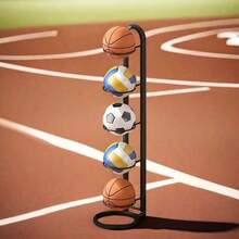 Estantería multifuncional para almacenamiento de balones de baloncesto para el hogar - Negro - Ver 4