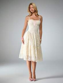 Sweetness Sweet All-Lace White Women's Mid-Length Dress - White - View 5