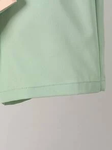 SHEIN Playful Pals 嬰兒針織T恤條紋印花+椰子樹數位印花+短褲2件套，運動休閒多色條紋+椰子樹定位印花T恤搭配糖果綠梭織短褲，必備運動休閒風 - 彩色 - 查看 8