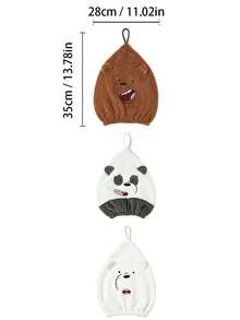 We Bare Bears X Joivida 1件可愛卡通快乾髮帶，附防滑彈性帶與掛繩，柔軟吸水快乾髮帽，適合日常護髮、洗澡、SPA、旅行，亦可作為週年或生日的獨特個性化禮物 - 彩色 - 查看 3