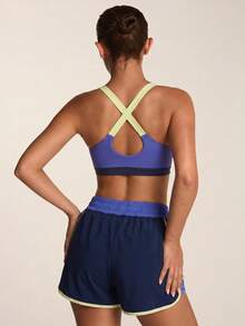 SHEIN BAE Women's Contrast Color Camisole And Elastic Waist Shorts Sports Suit Workout Women Sets - Purple - View 7