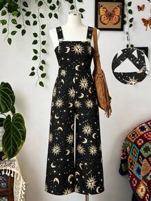Sweetra Plus Size & Star Print Spaghetti Strap Jumpsuit - Multicolor - View 1