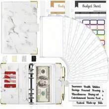 预算活页夹现金信封用于预算钱财整理器现金钱信封用于现金皮革 A6 预算活页夹带拉链信封，波西米亚风 - 彩色 - 查看 21