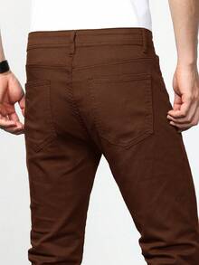 IRON GLYPH Jeans Ajustados Para Hombres Con Bolsillos Diagonales - Café integral - View 5