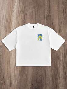 Manfinity Joysei Standard Size Men's Casual Lemon Print White Cropped T-Shirt, Men's Short Top, Suitable For Summer - White - View 2