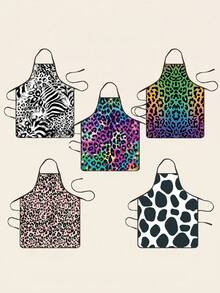 1Pc Leopard Cow Print Sleeveless Apron, Funny Novelty Costume Apron For Party Night Gag Gift, Waterproof Oilproof Kitchen Cooking Cover Up - Multicolor - View 5