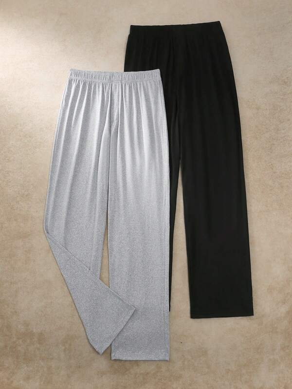EverLounge Men's 4-Season Basic Casual Minimalist Fit Black & Light Gray Floral Pajama Pants 2-Pack