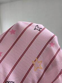 Napfluff Women's Standard Size Striped Star Cake Print Short Sleeve & Long Pants Pajama Set, Asian Cute Style, Suitable For Home And Outdoor Wear - Pink - View 7