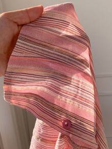Comfortcana Women's New Embroidered Striped Fitted Long Sleeve Blouse Casual Blouses 2000s Style Office Outfits For Women Country Cute Tops Basic Blouses Going Ou - Pink - View 7
