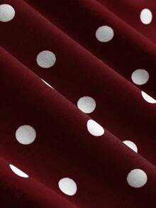 Auvina Plus Size Elegant Polka Dot Print Sleeveless Dress, Summer - Burgundy - View 7