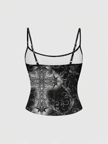 ROMWE Grunge Punk Women's Cross Pattern Casual Versatile Daily Wear Camisole Top - White - View 2