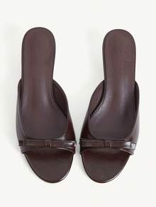 CUCCOO CHICEST Sandal Rumah Bergaya Prancis Elegan, Nyaman, Serbaguna, Hak Pendek, Simpul, Model Kitten dan Wanita, Ujung Terbuka, Cocok untuk Cuaca Dingin. - Chocolate Brown - View 7