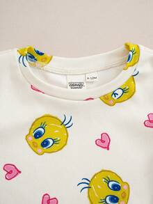 LOONEY TUNES X SHEIN Baby Girl Cartoon Print Top & Leggings Snug Fit Loungewear - Yellow - View 3