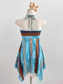 Elamini Vestido de vacaciones con estampado multicolor de moda para mujer - Multicolor - Ver 2