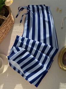 Solflare Pantalones casuales a rayas de talla grande para vacaciones - Multicolor - Ver 3
