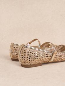 Rosivie Women's Fashionable Casual Commute Metallic Flats Valentine's Day - Golden Cube Diamond - View 10