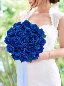 2/6/10 Stücke künstliche Rosen, blaue/rosa künstliche Rosen mit Stielen, geeignet für die Dekoration in Wohnungen, Hochzeitszentren, Hotels und Büros. - Verschiedenfarbig - Übersicht 15