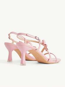 CUCCOO CHICEST Pink Thin Heel Square Toe Bow With Women's High Heels Summer - Pink - View 6