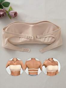 SHEIN Bra And Wireless Bra With Padding, Straight Band - Beige - View 1