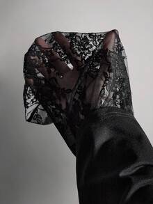 SHEIN ICON 女款大尺碼秋冬復古性感千禧風Y2K簡約休閒街頭風露肩上衣 - 黑色 - 查看 10