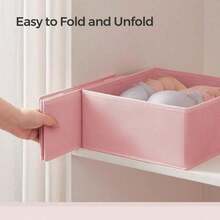 Foldable Open Lingerie Storage Box, Ideal For Closet, Dresses, Drawers, Also Suitable As Lingerie And Cosmetics Storage Basket, Appropriate For Home, Bedroom, Autumn Bedroom Decor, Holiday Bedroom Decor - Pink - View 7