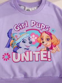 SHEIN | PAW Patrol 女童圓領字母卡通圖案長袖運動衫 3 件套，適合日常、上學、旅行等多種場合 - 彩色 - 查看 8