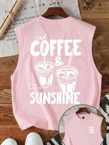 Daypath Men's Coffee Print Pink Tank Top - Pink - View 1