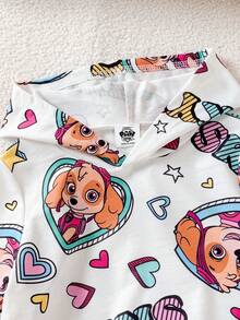 SHEIN | PAW Patrol 1件少女休閒可愛卡通蝴蝶結印花狗狗圖案連帽抓絨衛衣，適合秋冬穿著 - 彩色 - 查看 7