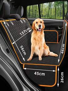1Pc Dog Car Back Seat Cover, Scratch-Proof Pet Hammock Protector With 4 Side Flip Pockets, Durable, Scratch-Resistant, Foldable & Easy To Clean, Fits Cars, Trucks And SUVs - Black - View 10