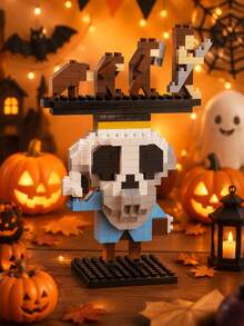 MINKOJA Halloween Cute Building Blocks Kit, Mini Q Version Skeleton Pumpkin Ghost Figures, Easy Assembly Educational Toy, Desktop Ornament, Halloween Party Favors Gift - Multicolor - View 10