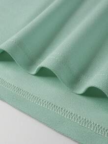 Manfinity Homme Camisa polo de mezclilla con rayas, bloques de color y medio cierre para hombre - verde menta - Ver 6