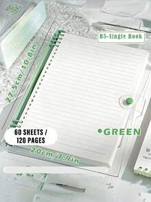 1PC/360page- B5 Clear Soft Leather BulkNotebook, With Perforated Pages,B5 Loose-LeafNotebook With Thick Coil , Light Green Light Blue Milky White,Smooth Writing Paper Binder - Velvet TexturedCover,School Supplies,Back To School - multicolor - View 13