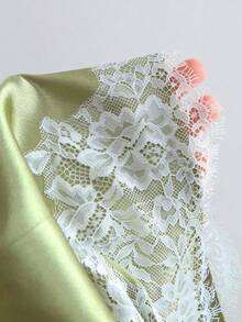 Elamini 春夏新款復古浪漫蕾絲拼接寬腿顯瘦短褲 女款小個子綠色短褲 - 綠色 - 查看 7