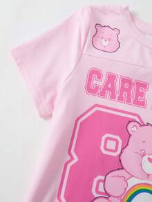 SHEIN X Care Bears 女童字母印花圓領短袖T恤 - 粉色 - 查看 5